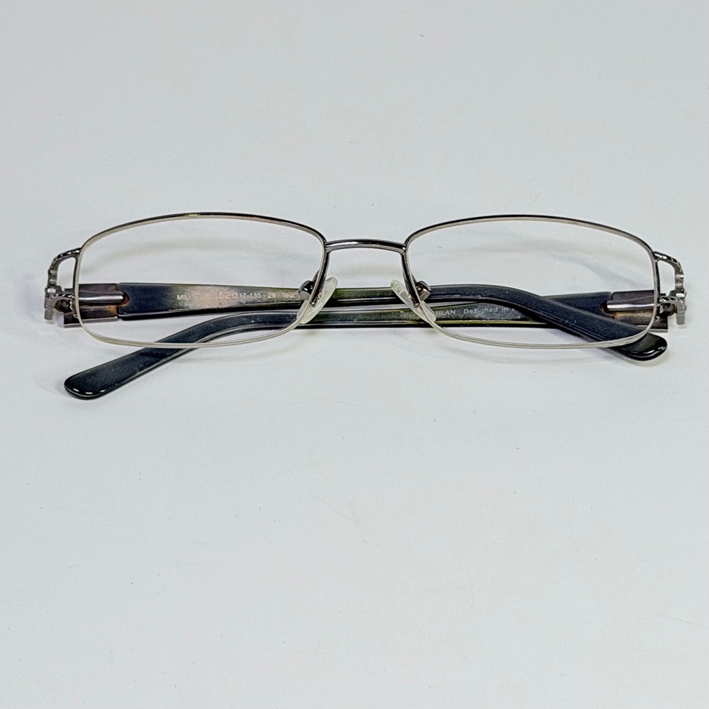 Milan Designed Palm Springs Teal Gunmetal Rectangular Eyeglass Frames MIL-181C